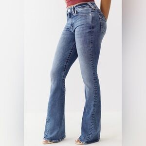 True Religion Y2K Joey Twist Seam Yellow Button Jeans *Excellent Size 27/4